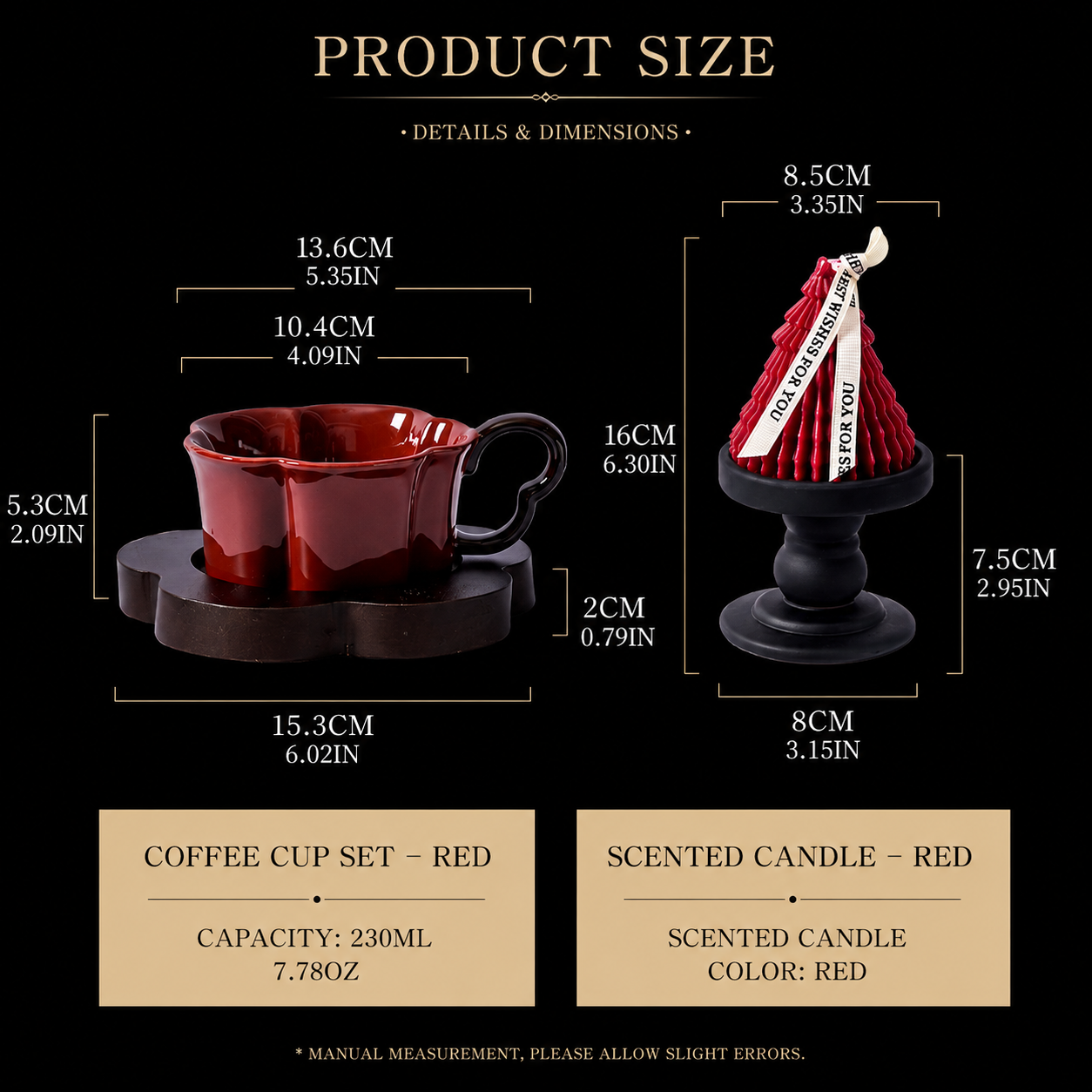 Coffee Cup, Wooden Tray & Scented Candle Gift Set